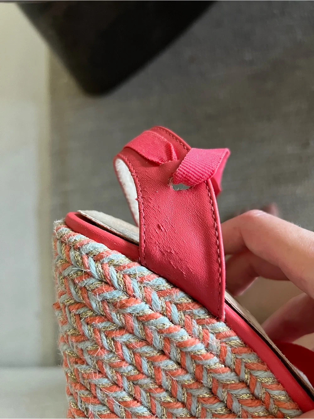Vanessa Wu Orange/Pink Espadrilles Wedges Platform Sandals